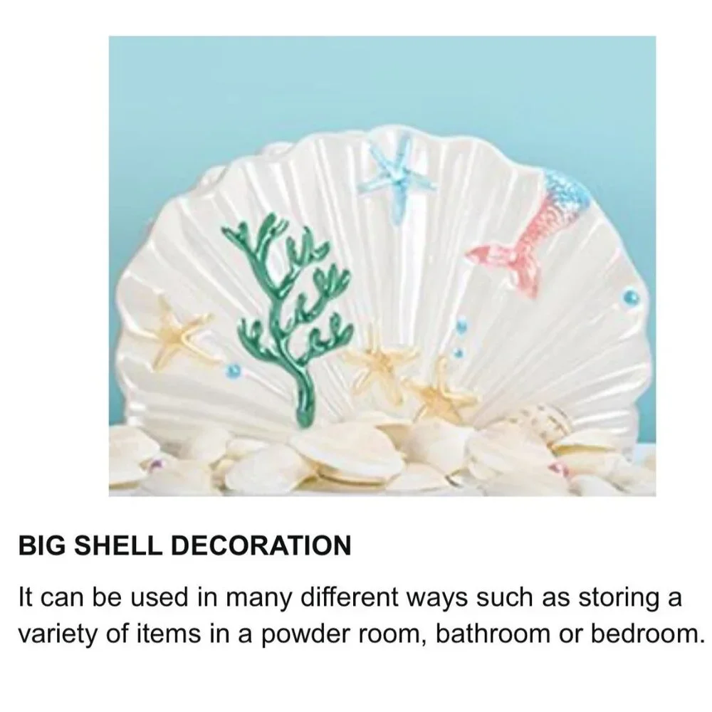 Vintage Ceramic Shell-Shaped Planter/Storage With Ocean-Themed Decorations